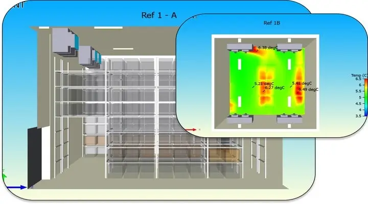 CFD Image of temperature distribution in a cold store